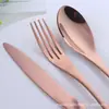 Juego de Cubiertos de Acero Inoxidable Colorido con Recubrimiento de Titanio Kaya Cuchillo para Bistec, Tenedor, Cuchara, Cucharilla de Té Juego de Cubiertos de 4 Piezas con Juego de Grabado