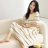 Pijama de Algodón Fino de Verano para Mujer, Holgado, Estilo Simple, Casual, Camisón de Manga Corta con Almohadilla en el Pecho, Ropa para el Hogar