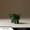 Quemador de Incienso Pequeño de Tres Patas Verde Oscuro Base Portainciensos de Cerámica Soporte de Incienso para Sala de Té Nuevo Estilo Chino Adorno de Mesa de Té Quemador de Incienso