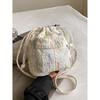Bolso bandolera con cadena y bordado de rayas arcoíris, informal, sencillo, de tela, 2024