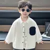 Camisa de Manga Larga para Niños Primavera y Otoño 2026 Nuevo Estilo Niños Estilo Coreano Fresca Atractiva Camisa con Cuello de Solapa Bebé Niño Moda Top Tendencia