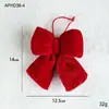 Decoraciones navideñas de terciopelo rojo transfronterizas en stock con lazo tridimensional, adornos para árbol de Navidad, decoraciones para ventana