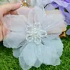 Estilo Antiguo Hada Estéreo Flor Malla de Cristal Flor Broche de Flor Hecho a Mano DIY Corsage de Ropa de Organza Morada