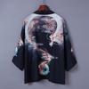 Estilo Japonés Estilo Chino Ukiyo-E Bata de Dragón Holgada Camisa Japonesa Yukata Kimono Cárdigan Chaqueta Corta Moderna