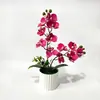 Nuevo Modelo de 12 Orquídeas Mariposa Artificiales en una Maceta, Pieza Decorativa para Estudio, Sala de Estar, Decoración de Interiores, Tacto Realista, Flores Falsas, Bonsái de Planta Verde