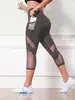 Calça Esportiva Justa com Bolsos de Novo Estilo Transfronteiriça Costurada Levanta Bumbum Calça Yoga Legging Costurada com Renda Calça Feminina