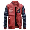 Chaqueta de Cuero para Hombre 2019 Chaqueta Casual Chaqueta de PU Cuello de Béisbol Primavera y Otoño Nueva Tendencia para Hombre Cuero 7701