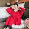 25 nuevos trajes de pijama de manga larga de seda helada para primavera y otoño, de alto diseño, estilo francés dulce, imitación de seda, ropa de casa, fabricantes de origen