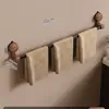 Ventosa Nogal Toallero Perchero de Almacenamiento Montado en la Pared para Baño sin Perforaciones Barra para Colgar Toallas Toallero de Baño