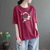 Comércio Exterior Transfronteiriço~Exportação de camisetas de manga curta de marca em excesso para mulheres de meia-idade e idosas, camisas da moda e estilosas