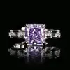Anillos de Joyería con Diamante de Alto Carbono Corte Flor de Hielo, Diseño Cuadrado Padparadscha, Moda de Lujo Ligero, Wholesale de Alta Gama para Mujeres