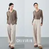Calça Reta com Cintura Elástica Nova Outono/Inverno 2026 para Mulheres, Elegante Estilo de Trabalho, Calça Casual com Caimento, Calça Longa Solta Emagrecedora