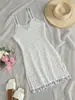 Suministro exclusivo de comercio electrónico transfronterizo desde la fábrica, al por mayor directo en stock: blusa semitransparente de tirantes finos, con estampado ondulado y dobladillo de flecos