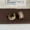 Brincos de Tarraxa em Zircônia com Renda em Formato C Personalidade Exagerada Brincos Requintados Luxo Leve High-end Senso de Design Ornamentos de Orelha Atacado