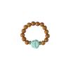 Guofeng Wen Play Joyería de Diseño Original Anillo Redondo Pequeño Fresco de Hueso de Oliva con Ágata Buda Sonriente Anillo Elástico