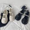 Zapatos pequeños de cuero retro francés para mujer Estilo británico 2025 Nuevo Perla Hada Una línea Suela gruesa Mary Jane Zapatos Jk
