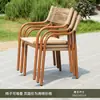 Conjunto de Mesa e Cadeiras para Exterior Pátio Villa Sala de Lazer Varanda Externa Combinação de Mesa e Cadeiras de Chá Mesa e Cadeiras de Jantar Externas de Rattan Trançado Móveis de Jardim