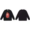 Moletom BAPE com estampa de cabeça de macaco estilo japonês, tendência transfronteiriça, gola redonda, unissex, corte solto, jaqueta de manga curta para outono e inverno