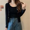 Versión coreana de camisola red hot girls abrigo cárdigan de otoño traje estilo suave dos piezas 2024 damas negro