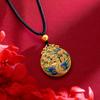 Colgante de pavo real hueco azul quemado de marca de la suerte chapado en oro con forma de fénix de nueve días de la danza del fénix con método antiguo, collar al por mayor