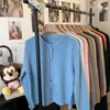 Suéter de punto coreano estilo caramelo para otoño e invierno, cuello redondo, prenda exterior corta, capa interior y top para mujer