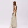 Calça Cargo Casual Laranja # Marrom Infantil Desconstruída de Perna Larga para Mulheres, Caimento Solto, Emagrecimento, Fashion, Tendência, Versátil.