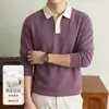 Camisa polo de manga larga estilo Old Money, capa base casual para hombre, con patchwork de lana, un look sofisticado para otoño e invierno, con cuello clásico