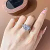 Tiktok Live Nueva Venta Caliente Anillo de Lujo con Diamantes Simulados de Moissanita de 3 Quilates