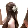 Exquisito Pasador de Flor de Perla Hecho a Mano Estilo Coreano con un Toque de Lujo para Peinados Recogidos, Pinza de Tiburón Pasador Accesorio para el Cabello