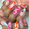 Uña Falsa Ovalada Fresa Brillo Facial Color Pimienta Uña Falsa Natural Dulce Fresca Arte de Uñas 24 Piezas Red Social Transfronterizo