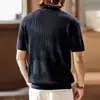 Nueva camiseta de punto para hombre con tacto fresco, al estilo de los nuevos ricos y el dinero antiguo, marca de moda de verano, diseño de canalé simple, adecuada para ir al trabajo, ropa de hombre