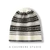 Nuevo Gorro de Cachemir Tejido para Mujer Otoño/Invierno 2024, Gorro de Moda Grueso Cálido Jacquard, Gorro de Cachemir de Bloques de Color, Versátil