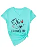 Camiseta Casual Feminina Plus Size de Verão Confortável Versátil Estilosa Decote V Estampa de Letras Criativa Manga Curta