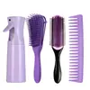 Popular Set de Peines de Cuatro Piezas para Peinar el Cabello para Mujeres, Peine Pulpo Masajeador para Cabello Largo, Peine de Nueve Filas, Set de Botella Atomizadora