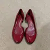 Zapatos Planos para Mujer Chuyuji Estilo Retro Francés Rojo Poco Profundos Slip-On Moda Versátil Punta Redonda