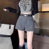 Novos Shorts de Lã Outono e Inverno 2025 Femininos Cintura Alta Versátil Calça Boot Elegante Clássico Slimming Visual Linha A Perna Larga Calça Casual