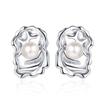 S925 Luz de Luxo Shell Bead Brincos Mulheres Ins Textura Irregular Brincos Moda Simples Retro Orelha Jóias Nova Chegada