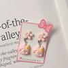 Nuevos pendientes de resina brillante a la moda para niños con forma de flor, con clip para las orejas, diseño de dibujos animados de mariposa, conejo y oso