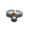 Nuevo Anillo de Pluma de Águila Desgastada Estilo Étnico para Hombres y Mujeres Estilo Hip Hop Pulsera Personalizada Versátil Anillo Abierto Vintage