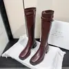 Botas Altas de Tacón Alto con Punta Cuadrada Retro 2026 Otoño/Invierno Adelgazantes para Piernas Aumentadoras de Altura Piel Suave Botas Altas Versátiles para el Trabajo Botas Adelgazantes