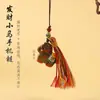 Figura de Animal del Zodiaco Pintada para la Buena Fortuna, Colgante para Cadena de Teléfono Tallado en Sándalo, Llavero para Coche, Lindo Accesorio de Borla de Colores