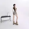 Pantalones cortos vaqueros de cintura alta para mujer, verano 2024, nuevos, holgados, ajustados, con diseño de personaje tipo A, estilo americano.