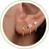 Bestseller transfronteiriço: Conjunto de brincos simples de zircônia para mulheres, banhado a ouro 18K, tarrachas de meio círculo sem tarraxa e ear cuffs, modernos e versáteis