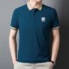 Camiseta masculina de manga curta para o verão, algodão artificial, manga meia-manga fina, polo bordado, top novo, camiseta masculina, atacado