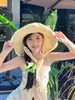 Sombrero para Mujer, Bordado de Letras de Verano, Borde Deshilachado, Ala Ancha, Sombrero de Sol para Playa, Vacaciones en la Costa, Protección Solar, Parasol, Sombrero de Paja