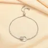 Pulsera Doble Anillo Círculo Chapada en Oro Real con Circonita Moda Coreana Pulsera Versátil Joyería Exquisita de Alta Gama Venta al por Mayor para Mujeres