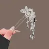 Acessórios de Cabelo Hanfu Estilo Antigo, Grampo de Cabelo Borboleta Dourada, Grampo de Cabelo com Franja Prateada, Adorno de Cabeça com Grampo, Acessórios Qipao