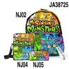 Mochila de tres piezas con diseño de monstruos cantantes, mochila para estudiantes, mochila, estuche para lápices.