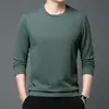Suéter Masculino Jacquard de Grão de Milho Manga Longa Roupas de Primavera e Outono Masculinas Pulôver Casual Solto Gola Redonda Cor Sólida Top Camiseta