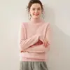 25 nuevos suéteres de cachemira de cuello alto para mujer, con cuello alto, corte holgado, material grueso, color liso simple y diseño de punto pullover